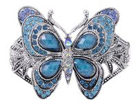 Alilang Butterfly Cuff Bracelet Colored Rhinestones Wide Wristbands Gifts