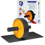 FirstFit Double Wheel Ab Roller with Non-Slip Handles & Knee Mat, Ab Wheel Exercise Equipment for Men and Women Workout - Multicolor