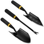 Kemaier 3-in-1 Professional Garden Tool Set - Includes Heavy-Duty Stainless Steel Large Trowel, Transplant Serrated Shovel, and Dandelion Weeder, High-Score Gift That Won't Bend or Break