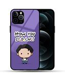 B Mart Friends Series Themed Joey Chibi How You Doin Quoted iPhone Back Bumper Cover with Camera & Edge Protection Supports Wireless Charging Glass Slim Light Cases (iPhone 12 Pro)