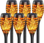 KOOPER Solar Halloween Decor Lights, 6 Pack Upgraded Solar Torch Lights Outdoor, Solar Lights Outdoor Waterproof with Flickering Flame for Holiday Garden Yard Patio Halloween Decorations