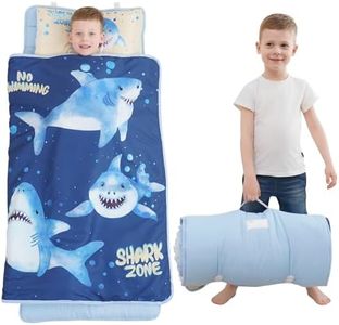 Extra Large Toddler Nap mat by Cokouchyi, Toddler Sleeping Bag with Removable Pillow, Measures 53 x 21 x 1.5 Inches, Sleeping Mat for Boys, Ideal for Daycare and Preschool Kindergarten, Shark Zone