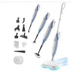 Torder Handheld Steam cleaner with 11 Accessories,Steam Spin Mop, Floor Scrubber Steamer Mop for Hard Floors Deep Cleaning, 2 Washable Mop Pads for Home Use, Grout, Tile, Couch, Carpet, Car (Blue)