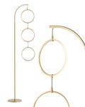 Brightech Nova Contemporary Arch Floor Lamp with Unique 3 Circle Ring Style Pendant - Hanging Light Over Sofa on Arched Pole - The Modern Living Room Lighting