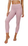 Yogalicious High Waist Ultra Soft Lightweight Capris - High Rise Yoga Pants, Rose Bud Nude Tech, XS