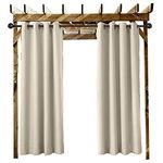 Outdoor Curtain Grommet Eyelet Beige 200" W x 84" L For Front Porch, Pergola, Cabana, Covered Patio, Gazebo, Dock, and Beach Home (1 Panel).