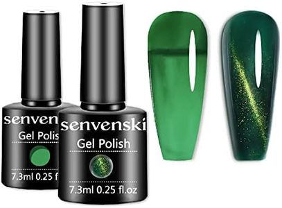 Senvenski Green Jelly Gel Nail Polish Sheer Turquoise Cat Eye Magnetic Gel Polish Transparent Crystal Gel Polish Kit Art Varnish Gift Set UV LED (CS2-010)