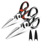 JISONG Kitchen, Scissors Heavy Duty Sturdy Dishwasher Safe Food Scissors With Protective Cover For Chicken,Poultry,Fish,Meat,Herbs,Bbq,Stainless Steel Shears For Home,Rv,Camper (2, White)