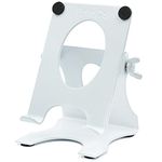 Crinds ® Pure Metal Heavy Sturdy Tabletop Adjustable Mobile Cell Phone Stand Holder for Table Desk with Big Back Support to Hold of iPhone, iPad, Smartphones, Tablets, Kindle (White, Upto 10inches)