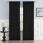 DUALIFE Pitch Black Blackout Curtains 63 Inch Length for Bedroom 2 Panels Set Insulated Dark Black Out Sun Blocking Window Cover Curtain 52x63 Inch