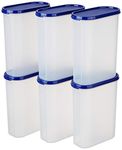 Amazon Brand - Solimo Modular Plastic Storage Containers with Lid, Set of 6, 2.4L, Blue