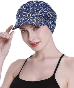 FocusCare Soft Chemo Scarves for Women, Bamboo Baseball Cap, Turban for Hair Loss, Blue-BW, One size