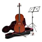 1/2 Size Cello Beginner Pack by Gear4music with Case Bow and Stand