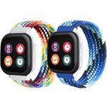 2 Packs Nylon Braided Band Replacement for Gizmo Watch 2/1 Gabb Watch SyncUP Watch,20mm Kids Breathable Solo Loop Stretchy Strap for Boys and Girls (Rainbow&Colorful Blue)