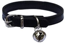 Black Leather Pet collars for Cats,Baby Puppy Dog,Adjustable 8"-10.5" Kitten Collar with Bell