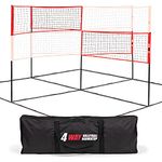 EastPoint Sports 4-Way Volleyball and Badminton Net, Game for Outdoors, Backyard, Beach, Park, East Set Up, White