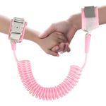 Anti Lost Toddler Wrist Reins, Toddler Safety Harness Walking Leash, Anti-Lost Child Safety Wrist Link, 2.5M 360 Degree Rotating Wrist Strap with Elastic Wire Rope for Kids Baby Boys Girls-Pink