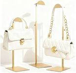 K KAIDIYIN Purse Display Stand, 3 Pack Purse Stands for Display, Gold Purse Display Heavy-Duty Steel Handbag Display Stand Adjustable Bag Display Stand Holder Purse Rack for Retail, Boutiques, Shop