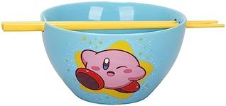 Bioworld Kirby Blue Ramen Bowl with Logo and Chopsticks