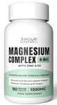 8 HOUR SLEEPWELL - 90 Vegan Magnesium 4-in-1 Complex -1300mg High Strength - Glycinate, Citrate, Malate, L-Threonate, Zinc & Vitamin D3-311mg Elemental Magnesium for Sleep, Strong Bones & Muscle