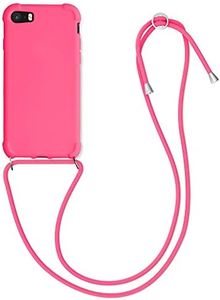 kwmobile Custodia Compatibile con Apple iPhone SE (2022) / iPhone SE (2020) / iPhone 8 / iPhone 7 Cover - Back Case in Silicone TPU - Protezione Smartphone con Cordino - rosa shocking