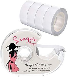 Double Sided Clothing Tape with Dispenser for Women Girls Transparent Body Tape for Clothing Fabric Dress and Bra, 4 Rolls 82 Feet, Transparent, 5 m/ 16.4 feet