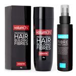 Hair Fibres VOLUMON Keratin Hair Building Fibres for Thinning Hair - Instantly Conceals Thinning Areas for Fuller Thicker Hair - For Men & Women 28g PLUS 100ml Fibre Hold Spray (Light Brown)