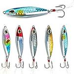 Sougayilang Jigs Fishing Lures Sinking Metal Spoons Micro Jigging Bait with Treble Hook for Saltwater Freshwater Fishing …