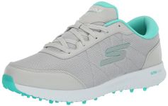Skechers Women's Max Fairway 4 Spikeless Golf Shoe Sneaker, Gray/Turquoise, 11