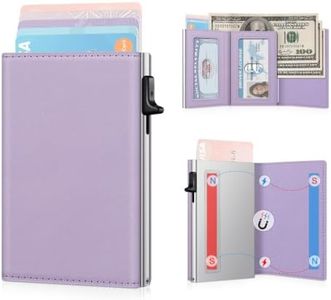 Ruiici Small Wallet Women RFID Blocking Slim Card Wallet - Compact Credit Card Holder for 9-12 Cards with Cash Slot & Clear ID Window, Birthday Gifts for Women