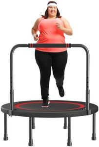 Alpen 40" Foldable Fitness Indoor Exercise Workout Rebounder Trampoline with 4 Level Adjustable Heights Foam Handrail, Max Load 350KG