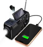 FosPower NOAA Emergency Weather Radio A1 7400mWh Portable Power Bank, AM/FM, USB/Solar/Hand Crank Charging, Battery Operated, SOS Alarm & Flashlight for Indoor/Outdoor Emergency - Black