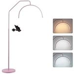 LeeZM Eyelash LED Floor Light,Moon Lamp for Lash Extension,Lighting for Beauty,Skincare,Lashes,Eyebrows,Facial,Tattoo,Arc Floor Lamp with Adjustable Brightness & Height with Phone Holder(Pink) …