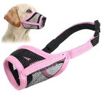 LUCKYPAW Dog Muzzle, Mesh Muzzle for Small Medium Large Dogs, Soft Dog Muzzle to Prevent Biting Chewing, Drinkable Breathable Adjustable Puppy Muzzle (XL(Snout: 8¾"-10¼"), Pink)