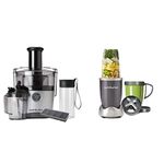 Nutribullet 1558 Juicer Pro Compact 2 Litre Pulp Basin 1000 W Black, Silver & NUTRiBULLET 600 Series - Nutrient Extractor High Speed Blender - 600 W - Graphite