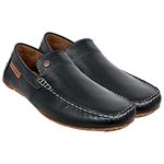 HX London Men's Synthetic Leather Pull-On Driving Style Loafers (Black, 9Uk)