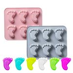 2 Pack Baby Foot Shape Silicone Molds, 6 Cavity 3D Footprint Silicone Molds Cake Fondant Baking Molds for Baby Shower Party, Birthday, Candy, Chocolate,Mousse, Jelly, Pudding DIY Baking