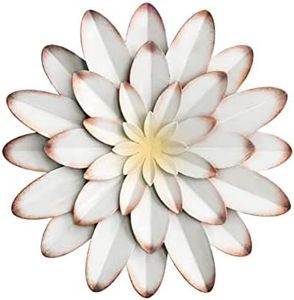 AHYS Metal Wall Art Metal Wall Decor Indoor Outdoor Metal Wall Art Metal Flowers Wall Decor for Living Room Bedroom Bathroom Garden - 12Inch - White