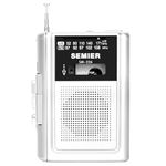 Portable Retro Walkman Cassette Recorder Player AM FM, Compact Vintage Tape Player with Big Speaker, Earphone Jack, Removable Belt Clip, Powered by DC or AA Battery for Travel, White