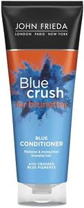 John Frieda Blue Crush Blue Conditioner 250 ml, Toning Conditioner for Brown Hair, Anti-Brass Conditioner for Brunettes with Crushed Blue Pigments