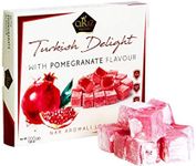 Cerez Pazari Turkish Delight with Pomegranate Flavour 200 gr Gourmet Small Size Snacks Gift Box No Nuts Sweet Luxury Traditional Confectionery Vegan Candy Dessert Glucose Free Lokum Approx.18 Pcs