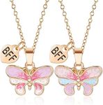 MJartoria BFF Necklace for 2-Cute BFF Pendant Best Friend Necklace Friendship Necklace Best Friends Forever Necklaces Birthday Valentines Day Gifts (Gold, Butterfly), Metal, No Gemstone