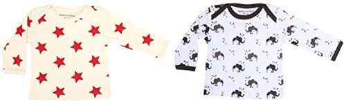 Maple Clothing Organic Cotton Baby Long Sleeve Tee GOTS Certified (2 Pack, Star/Elephant, 3-6m)