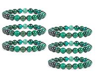 Diabetes Relief Chrysocolla Bracelet, Chrysocolla Natural Bracelet Crystal Energy Gemstone,Handcrafted 8mm Natural Chrysocolla Crystal Energy Beaded Bracelets (6pcs)