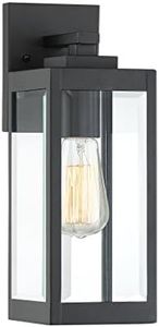 Quoizel Westover 14" Outdoor Wall Sconce, 1-Light Earth Black with Clear Beveled Glass, E26 Base, Wet Rated