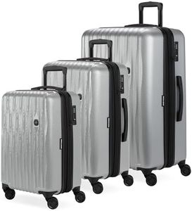 SwissGear 7272 Energie Hardside Expandable Luggage with Spinner Wheels, Silver, 3-Piece Set (19/24/27)