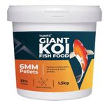 TUNAI Giant Koi Fish Food | 6MM Pellets | 1.5 Kg Bucket | Enriched with 51% Protein |Suitable for All Large Size Adult Koi Pond Fish