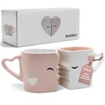 MIAMIO - Coffee Mugs/Kissing Mugs Set Ceramic with Gift Box (Pink)