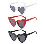 DUOAIKE Heart Shaped Party Glasses, 3 Pack Vintage Love Heart Sunglasses Fashion Retro Eyeglasses Cat Eye Style Eyewear for Summer Party (1)