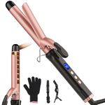 JAETON Curling Wand Hair Curler, Curling Tongs with Clamp, New Upgraded Ceramic Curling Iron, Dual Voltage, Adjustable Temp for Long Hair (25MM)